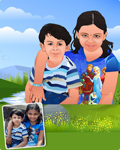 Kids Caricatures - Double